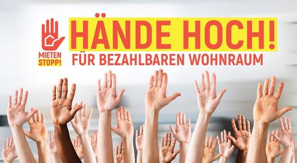 Plakate Aktionstag „Hände hoch für bezahlbaren Wohnraum“