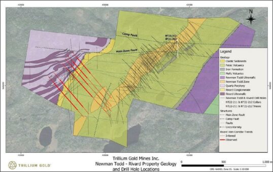 Trillium Gold meldet 8,75 g/t Au auf 20,4 Metern, einschließlich 549,0 g/t Au auf 0,3 Metern und entdeckt eine neue tiefe Mineralisierung außerhalb der Zone Newman Todd