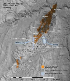 Skeena erweitert Zone 23 an der Oberfläche auf Eskay Creek und durchteuft 1,20 g/t AuEq über 96,02 Meter