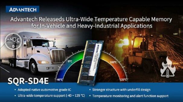 Advantech bringt Speicher für ultrabreite Temperaturbereiche für Anwendungen in Fahrzeugen und der Schwerindustrie auf den Markt