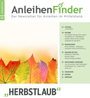 „Anleihen Finder“ – Ausgabe November-02-2022: Der Newsletter für Anleihen im Mittelstand