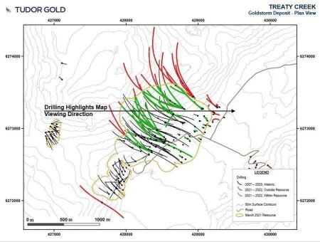 TUDOR GOLD gibt einen Überblick und Zusammenfassung der im Jahr 2021 und 2022 durchgeführten und abgeschlossenen Bohrprogramme bei seinem Treaty Creek Projekt, dass sich im Goldenen Dreieck von British Columbia befindet