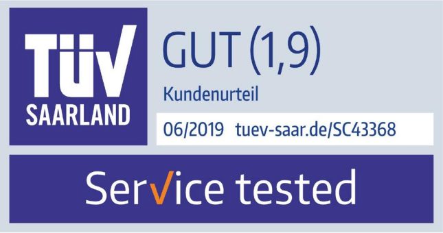TÜV-Siegel mit einer Eins vor dem Komma