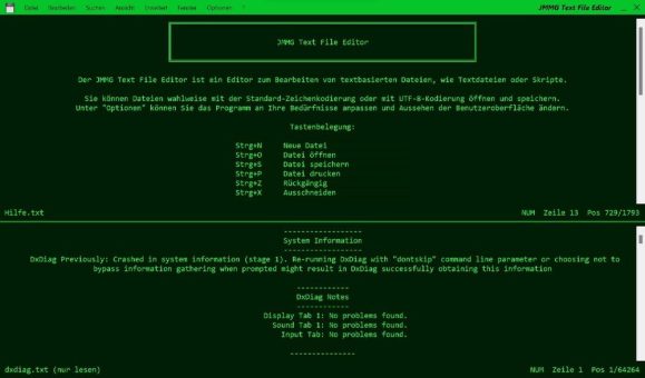 Der „JMMG Text File Editor“ Version 1.50 ist da