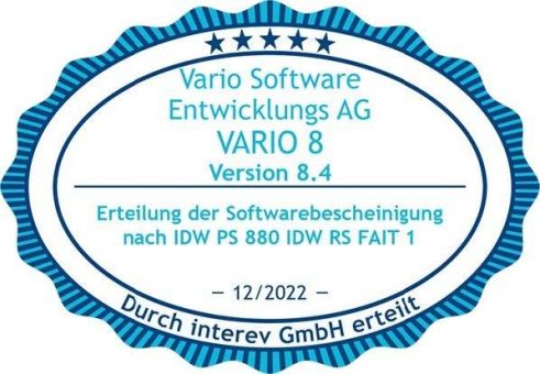 Prüfung bestanden: Die VARIO Software erhält IDW-PS-880-Zertifizierung