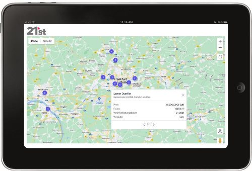 21st Real Estate implementiert Transaktionsdaten in Standort- und Bewertungstool RELAS