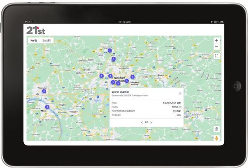 21st Real Estate implementiert Transaktionsdaten in Standort- und Bewertungstool RELAS