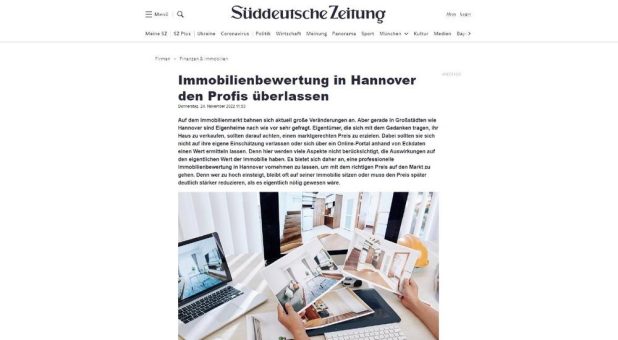 Süddeutsche Zeitung veröffentlicht Wissenswertes über professionelle Immobilienbewertung in Hannover