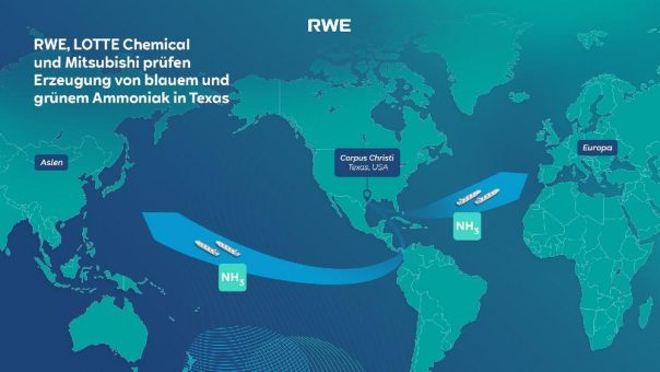 RWE, LOTTE CHEMICAL Corporation und Mitsubishi Corporation prüfen gem einsame Entwicklung eines Projekts für nachhaltiges Ammoniak im Hafen von Corpus Christi in Texas, USA