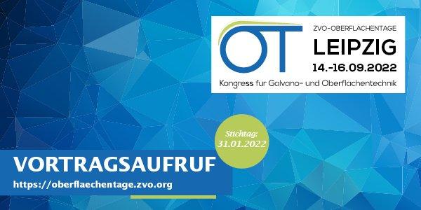 ZVO-Oberflächentage 2022: Bis 31. Januar Vorträge einreichen!