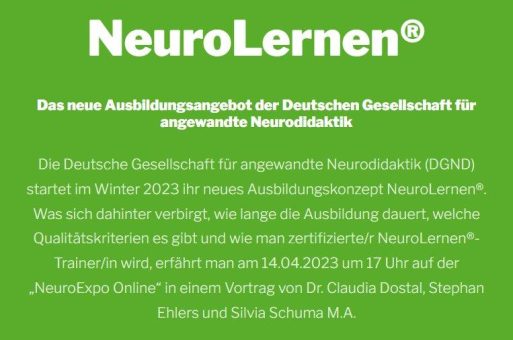 Neues Ausbildungsangebot „NeuroLernen®“ startet noch in diesem Jahr