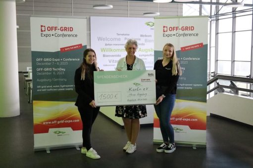 Spende an KarEn e. V. – 1.500 Euro kommen auf der OFF-GRID Expo + Conference 2022 zusammen