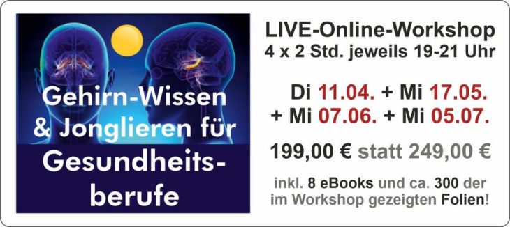 Heute Abend um 19 Uhr startet der Online-Live-Workshop GEHIRN-WISSEN & JONGLIEREN