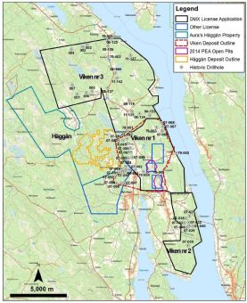 District erhält Genehmigung für Antrag auf Minerallizenz, die den größten Teil der polymetallischen Lagerstätte Viken in Mittelschweden umfasst