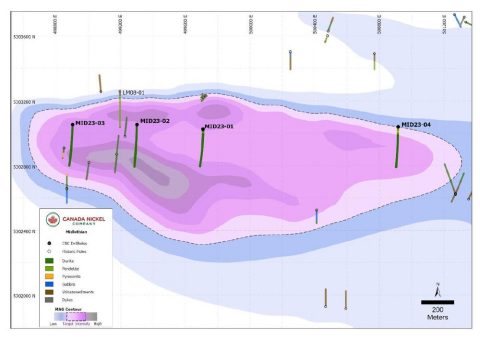 Canada Nickel meldet neue Nickelentdeckung auf dem Grundstück Midlothian mit größerer potenzieller Ausdehnung als das Flaggschiffgrundstück Crawford