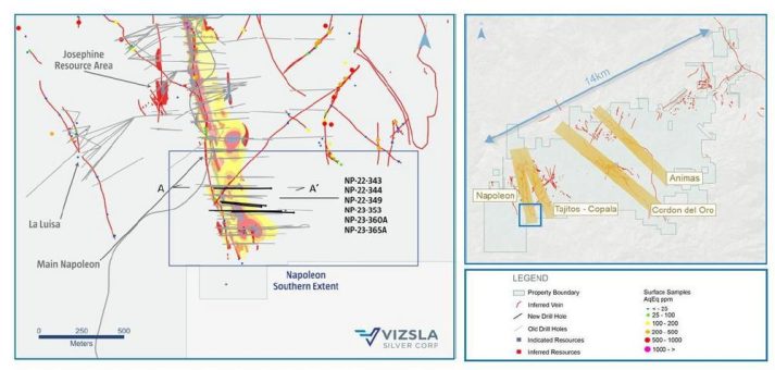 Vizsla Silver durchteuft hochgradige Mineralisierung bei Napoleon – 1.085 g/t AgÄq über 4,00 m