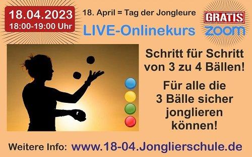 Vier kostenfreie LIVE-Onlinekurse am 18. April am Tag der Jongleure