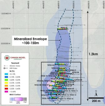 Canada Nickel erweitert hochgradige, oberflächennahe Mineralisierung bei Texmont