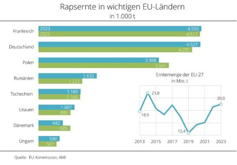 Frankreich bleibt wichtigster Rapserzeuger der EU-27