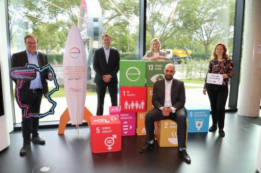 Mit CO2 als Baustoff das Klima schützen: Der grüne Klimapolitiker Oliver Krischer besucht Covestro