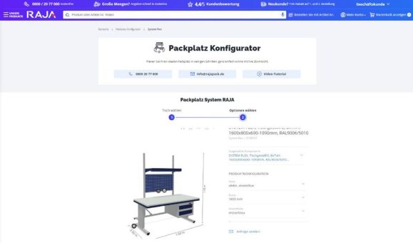 Neu im RAJA-Webshop: Der Packtisch-Konfigurator