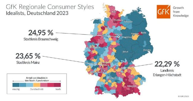Bild des Monats: GfK Regionale Consumer Styles, Idealists, Deutschland 2023