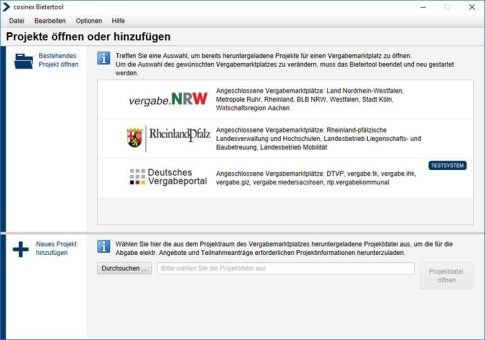 cosinex GmbH entwickelt Tool zur plattformübergreifenden Abgabe elektronischer Angebote bei öffentlichen Aufträgen