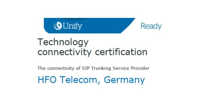 HFO Telecom SIP-Trunk von Atos Unify offiziell zertifiziert