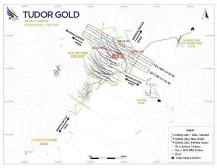 TUDOR GOLD durchschneidet breite Gold-Intervalle bei zwei Step-Out Bohrlöcher 150 Meter nordöstlich der Goldstorm Lagerstätte, Treaty Creek
