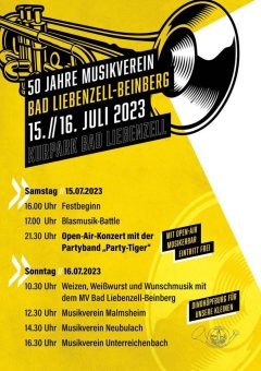 Musikverein Bad Liebenzell-Beinberg feiert 2 Tage lang 50-jähriges Jubiläum mit großem Blasmusikspektakel
