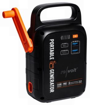 revolt Kurbel-Dynamo-Powerstation PB-100.k mit 22,5 Ah, USB-C Power Delivery, 18 Watt