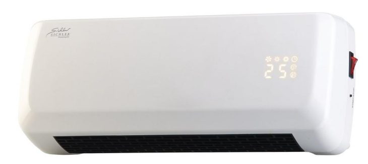 Sichler Haushaltsgeräte Kompakter Wandheizlüfter LV-840.w mit digitalem Thermostat, Timer, 2.000 Watt