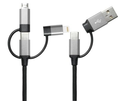 Callstel 6in1-Schnelllade- & Datenkabel USB-A/C zu USB-C/MicroUSB, 3A/60 Watt, 1m