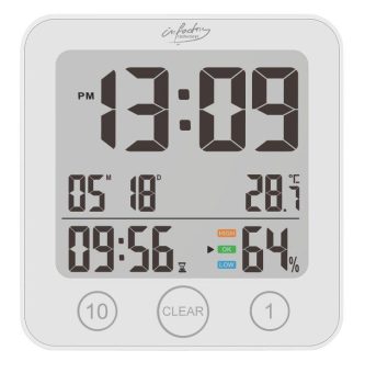 infactory Digital-Badezimmer-Uhr, Thermo-/Hygrometer, LCD, Saugnapf, Timer, IP54