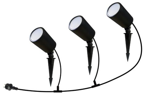 Luminea Home Control 3er-Set WLAN-Gartenstrahler, dimmbar, RGB & CCT, je 520 lm, IP65, App