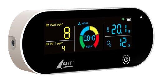 AGT 5in1-Akku-Luftqualitätsmesser, HCHO, PM1/2,5, Temperatur u.v.m., App