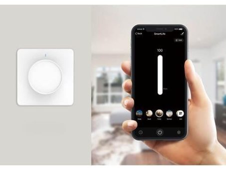 Luminea Home Control WLAN-Unterputz-Lichtschalter & Dimmer LHC-201.dimm mit Dreh- & Drück-Funktion, App