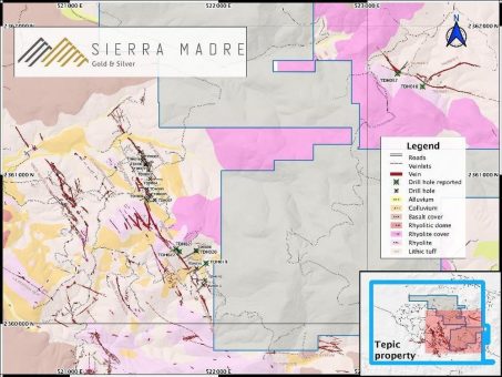 Sierra Madre Bohrungen durchschneiden 4,35 Meter mit 309 g/t Silberäquivalent & 2,5 Meter mit 296 g/t Silberäquivalent bei der neuen Taunasentdeckung im Tepic-Projekt, Nayarit