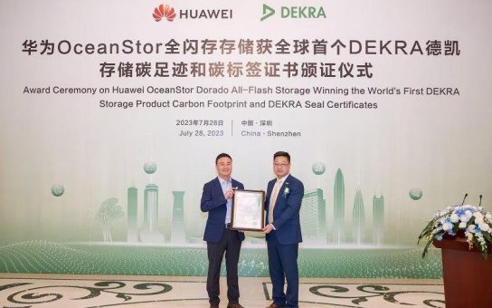 Huawei OceanStor: Erstes Speicherprodukt überhaupt mit DEKRA-Zertifikat für CO2-Fußabdruck und DEKRA Siegel-Zertifikat