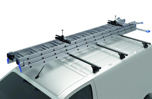 Leitern sicher und komfortabel auf dem Dach von Fahrzeugen transportieren – kein Problem mit dem KRAUSE Leiterhalter-Set für Dachgepäckträger