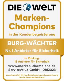 Kunden küren  BURG-WÄCHTER zum „Marken-Champion 2023“