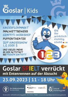 „Goslar SPIELT verrückt“ mit Entenrennen auf der Abzucht am 23. September 2023