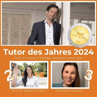 Titel verteidigt: Prof. Dr. Giovanni Vindigni erneut zum „Tutor des Jahres“ gewählt!