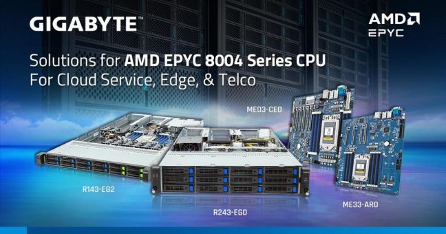 GIGABYTE stellt wirtschaftliche Lösungen für Prozessoren der AMD EPYC 8004 Serie vor
