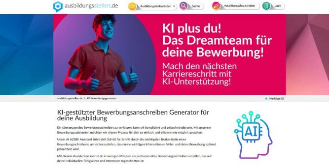 Ausbildungsstellen.de erleichtert Bewerbungsprozess für Auszubildende mit innovativem KI-Bewerbungsgenerator