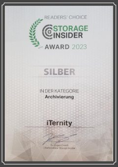 iTernity bei den Readers‘ Choice Awards von Storage-Insider mit Silber ausgezeichnet