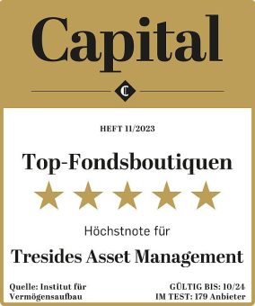 Tresides Asset Management erobert die Spitze der „Top-Fondsboutiquen“ in der Capital-Studie