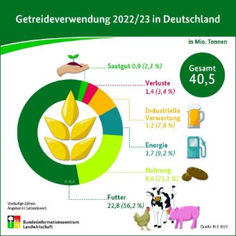 Getreidebilanz 2022/23: Inlandsverbrauch gestiegen