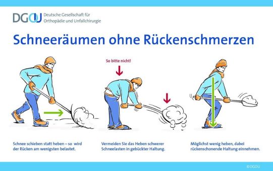 Mit rückenschonender Haltung Schmerzen beim Schneeschippen vermeiden