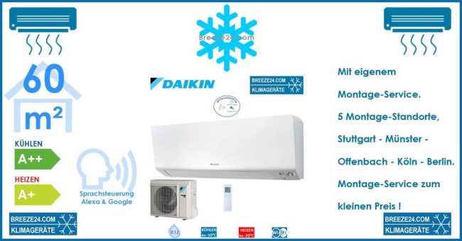 DAIKIN Klimaanlagen Set FTXM60R R32 Wandgerät Perfera + RXM60R 6,0 kW R32 für 1 Zimmer mit 60 m² Fläche